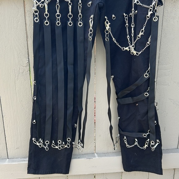 212 Degree Bondage Pants Punk Rock Cyber Punk Industrial Goth Cybergoth Chains - Picture 3 of 7